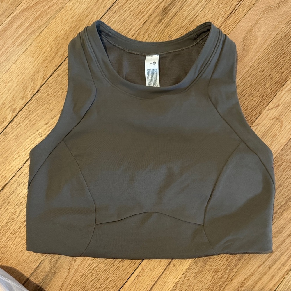 lululemon athletica Cropped Performance Tank in Olive Green